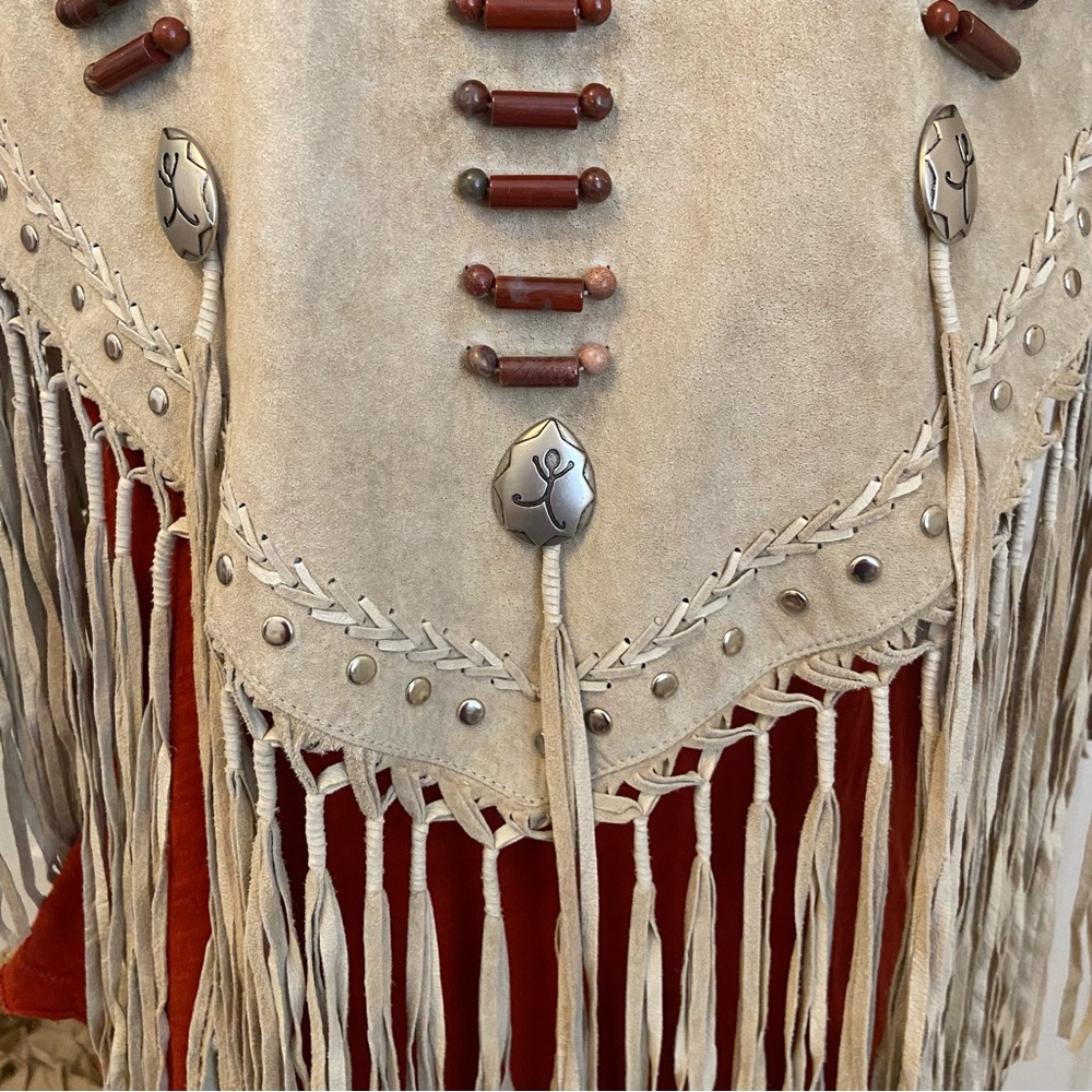 Native American Suede Beaded Shawl by Red Clay People, Butterfly Transformation - Picture 9 of 16